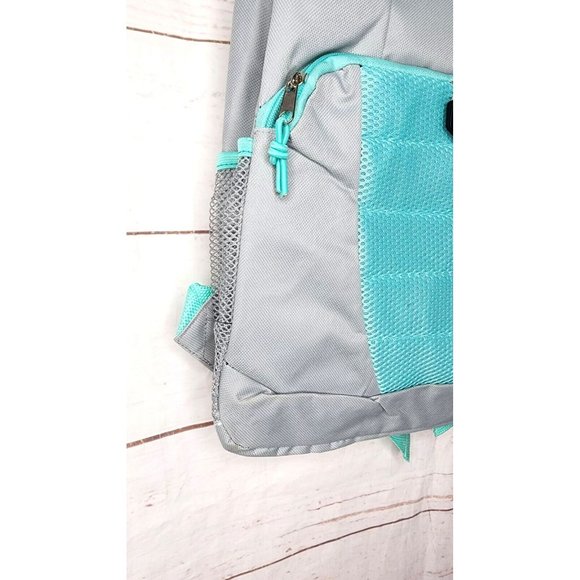 Pro Sport Silver Teal Mesh Front Pocket Zipper Backpack - Picture 12 of 12